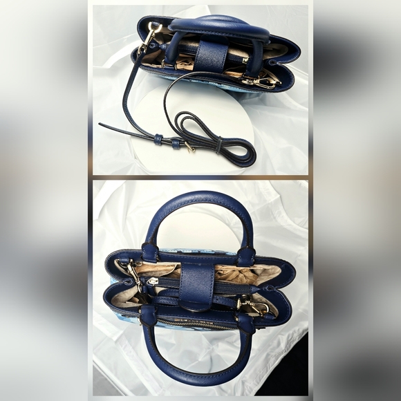 Michael Kors Hailee XS Crossbody Satchel in Navy Floral with Gold-tone Hardware - Picture 8 of 16